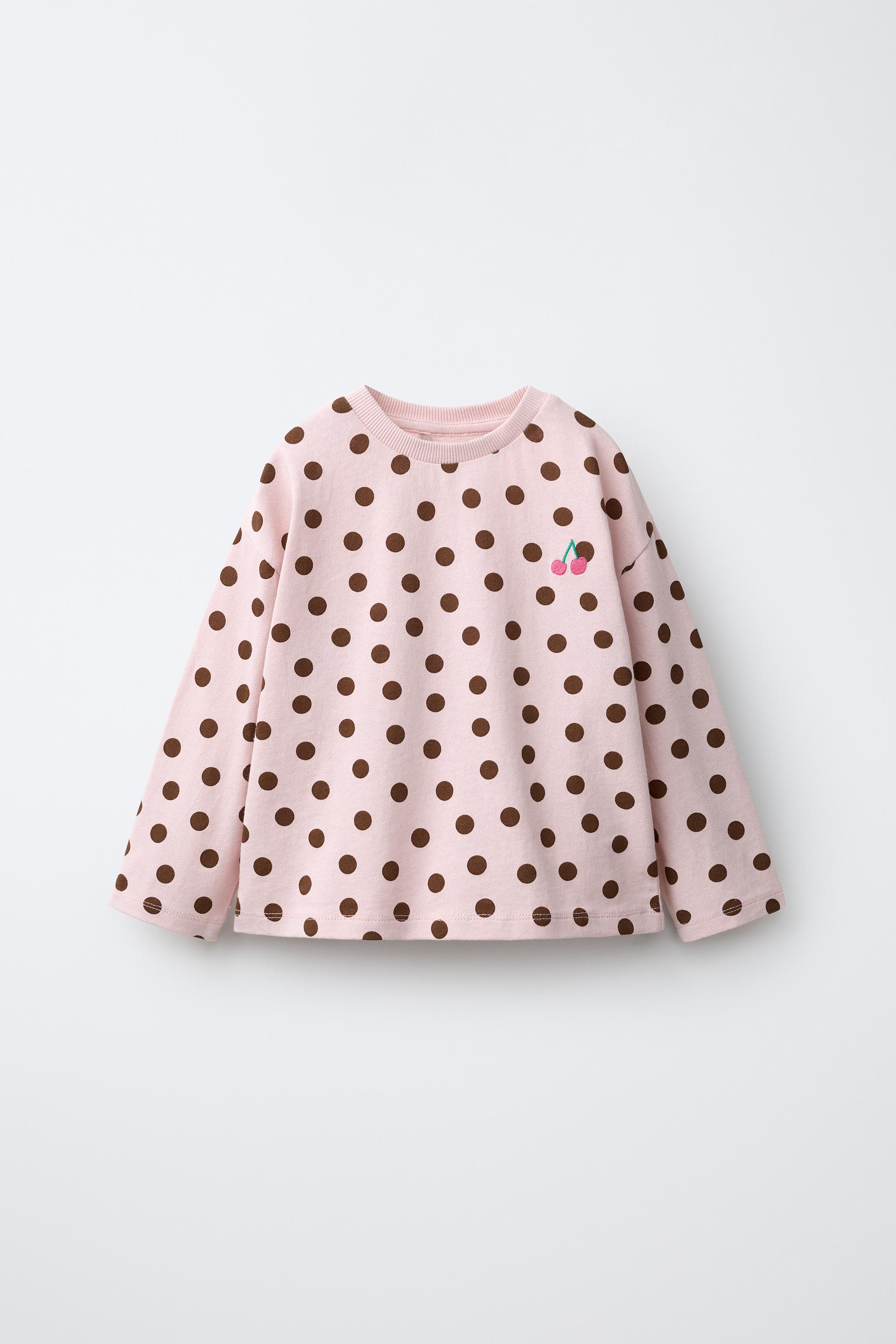 T-SHIRT À POIS ET BRODERIE CERISES